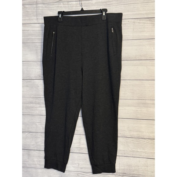 Avenue Pants - Avenue Women's Charcoal Dressy Jogger Pants 18 Zipper Pockets Stretch